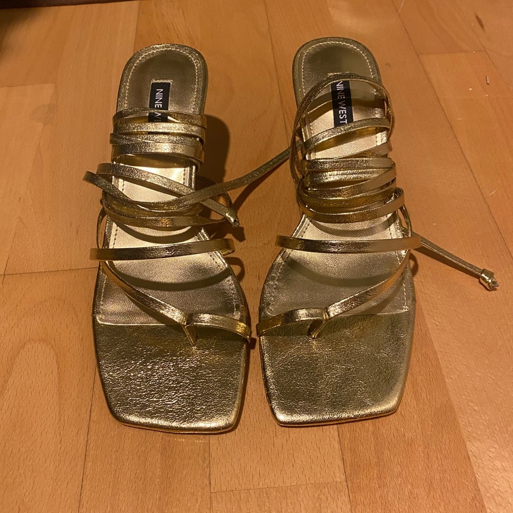 Nine West Pina Heeled Sandals in Gold - Picture 4 of 6